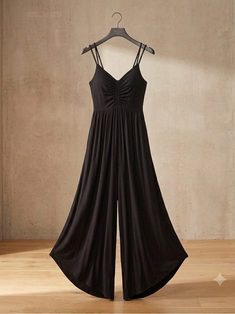 mahina Black Wide-Leg Spaghetti Strap Jumpsuit size small